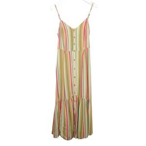 Francesca's Mimi Chica Multicolor Rainbow Stripped Maxi Dress XS